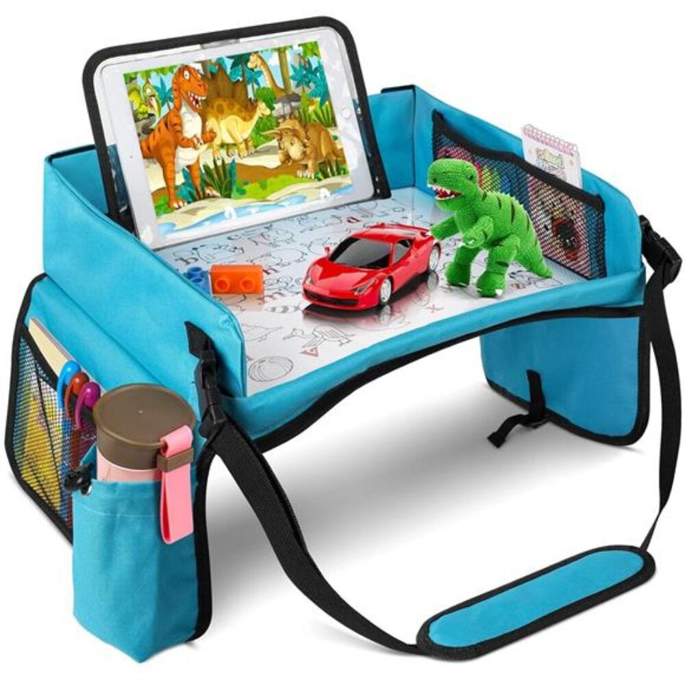 Kids Travel Car Seat Organizer Activity Tray Waterproof Tablet Holder Stroller